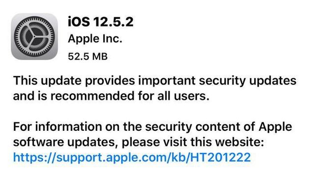 阳明苹果手机维修分享iOS12.5.2发布，建议所有老苹果用户安装 